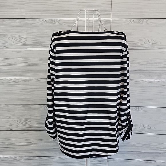 Ann Klein sport striped casual top Women's Size M - Picture 7 of 11